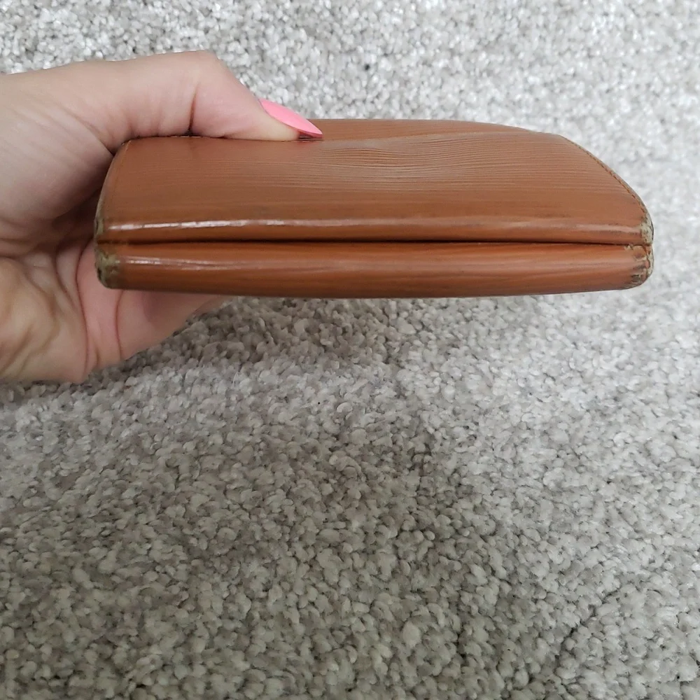 Louis Vuitton Cognac Brown Epi Leather Double Snap Wallet Authentic Vintage